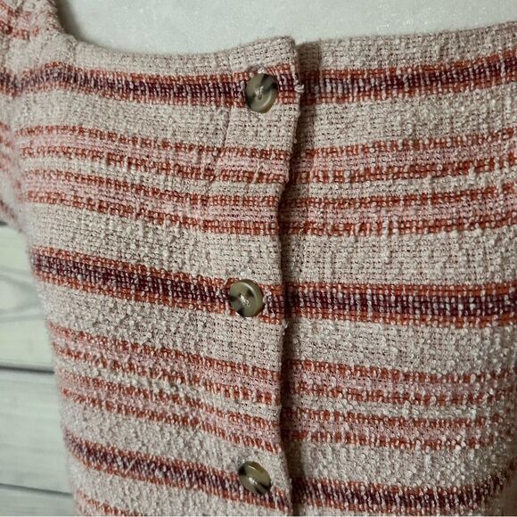 Madewell Texture & Thread Blush Striped Button Front Boxy Top - Picture 4 of 10